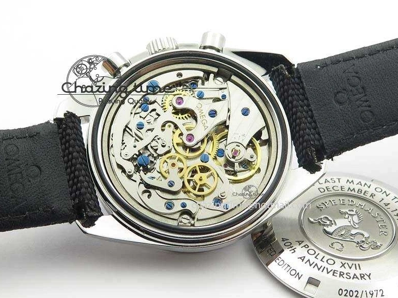 0314 Speedmaster Apollo XVII Gray Dial On Black Nylon Strap Manual Winding Chrono Movement FastDry 8208